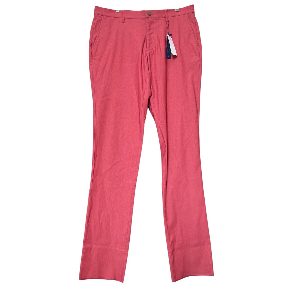 Mizzen + Main Flat Front Performance Chino Pants Coral Pink Stretch Size 34 NEW